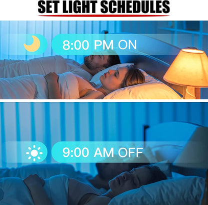 4 Pack Smart Wi-Fi LED Bulbs, E27 Light Bulbs, RGBW Smart LED Light Bulbs with 16 Million Colors, Cool and Warm White Light, Dimmable 2700K to 6500K White Lights