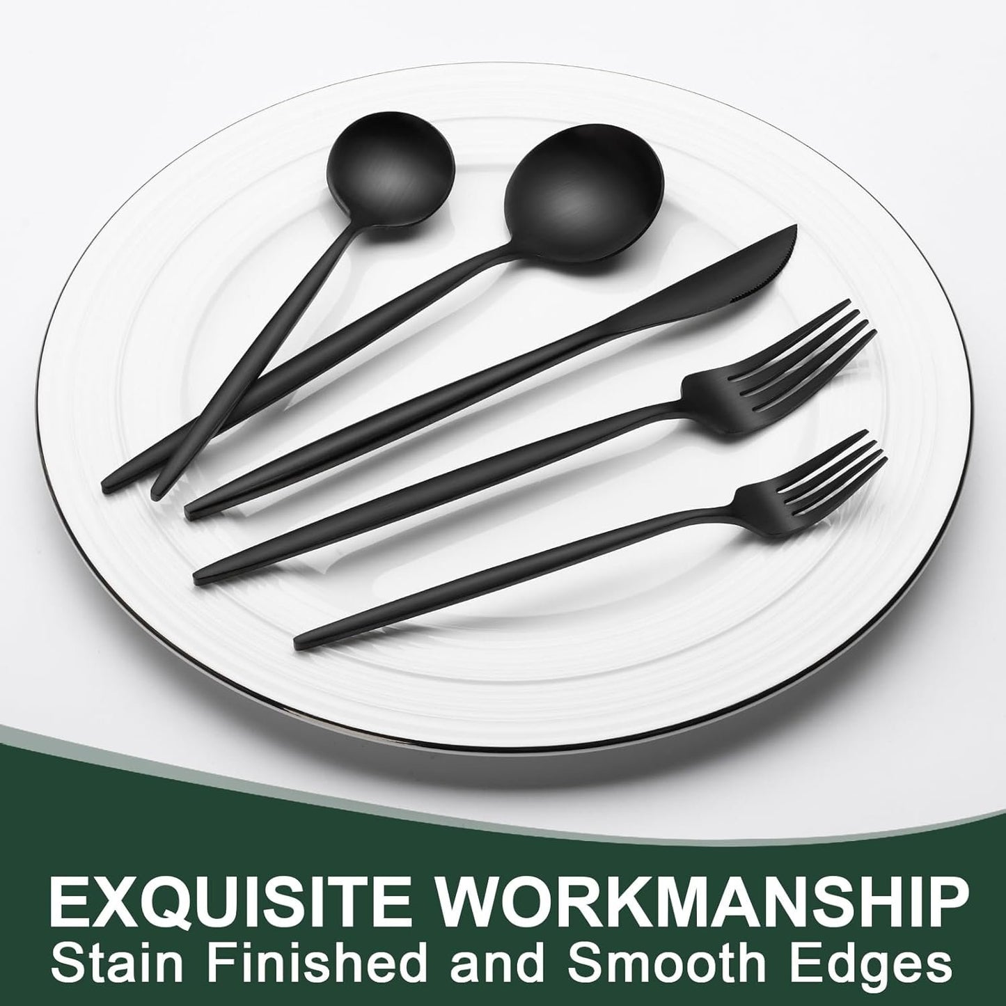 Matte Black Silverware Set 30 Piece, Wildone Stainless Steel Flatware Set Service for 6, Cutlery Utensil Sets for Home Restaurant, Include Knife Fork Spoon Set, Dishwasher Safe