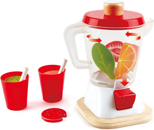 Hape Smoothie Blender Playset – Wooden Pretend Play Kitchen Toy for Kids 3+ – Includes Blender, Cups, Fruits & Veggies – Realistic Spinning Action – Healthy Eating Learning Toy