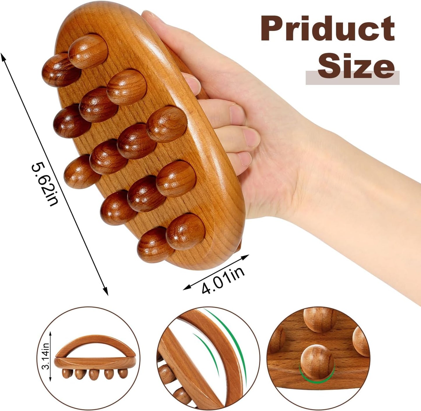 NXCYLW Wood Therapy Fascia Release Massage Tools,Manual Trigger Point Lymphatic Drainage Cellulite Massager,Wooden Massage Brush Gua Sha Body Sculpting Tool,for Neck,Back,Abdomen,Legs & Full Body