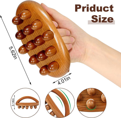NXCYLW Wood Therapy Fascia Release Massage Tools,Manual Trigger Point Lymphatic Drainage Cellulite Massager,Wooden Massage Brush Gua Sha Body Sculpting Tool,for Neck,Back,Abdomen,Legs & Full Body
