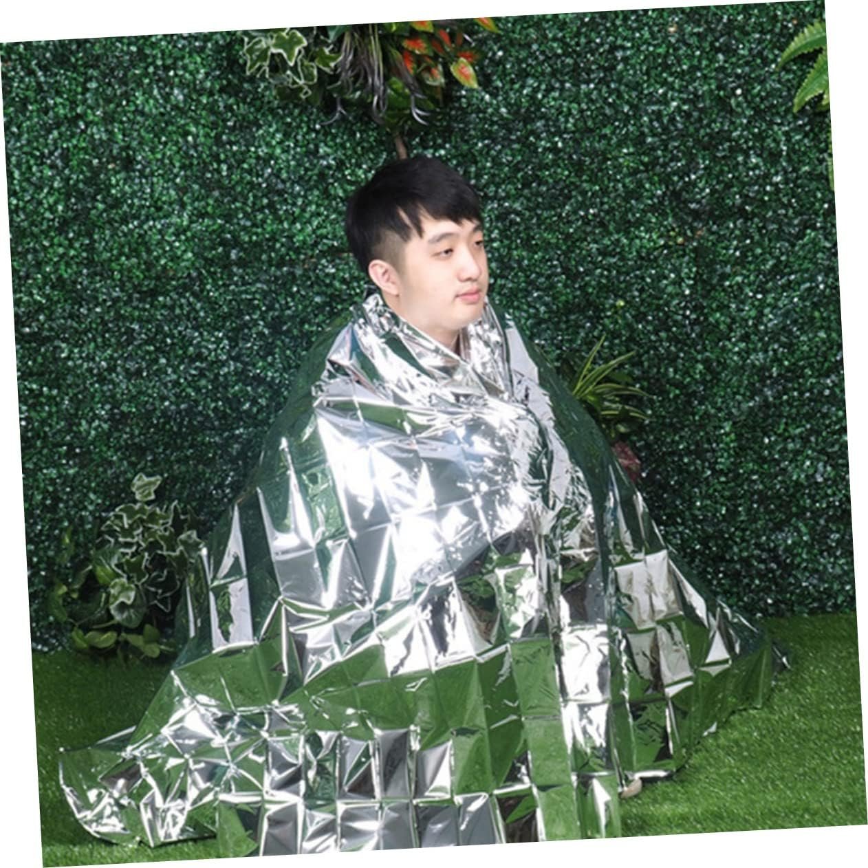 TOBBOMEY 3pcs Foil Emergency Blankets Double Sided Gold Silver Safety Blankets for Outdoor Activities Heat Retention Moisture Protection for Camping Hiking and Survival