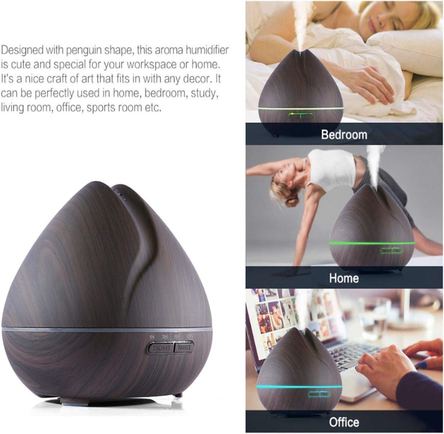 500Ml Remote Control Ultrasonic Air Aroma Humidifier with Color Led Lights Aromatherapy Essential Oil Diffuser