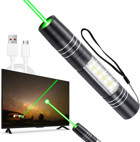 MIPREZT Rechargeable 2 in 1 Green Light & EDC Torch Flashlight Long Distance Range for TV/LED/LCD Screens Tactical Flashlights Presentation Office/Outdoors/Astronomic/Construction