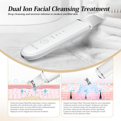 ANLAN Professional Ultrasonic Skin Scrubber for Deep Cleansing Face Peeling and Care, 4 Modes Blackhead Removal, USB Rechargeable