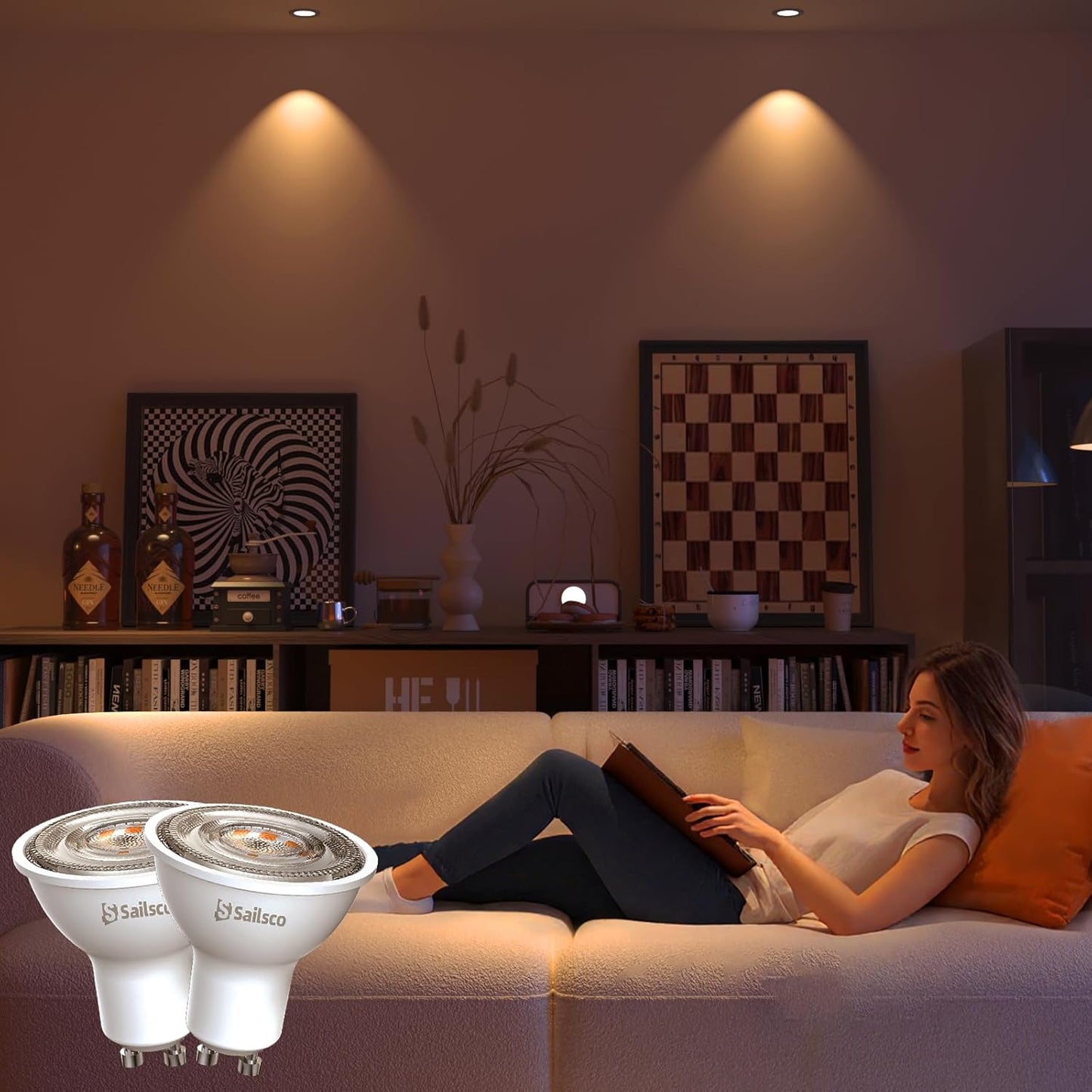 sailsco Class A GU10 LED Spot Bulbs, 1.9 W (50 W Equivalent), 345 Lumens, 2700 K Warm White, Energy Saving GU10 LED, Long Life, Low Consumption, 36° Beam Angle, Not Dimmable, 12 Pieces