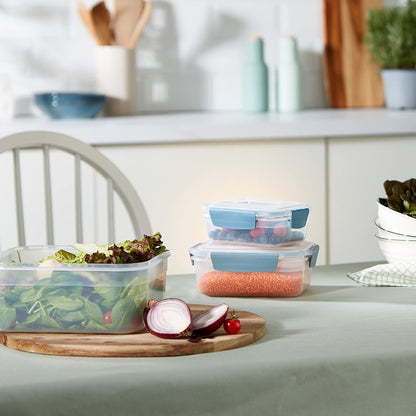 Joseph Joseph Nest Lock, 5 Piece Plastic Food Kitchen Storage Container set with lids, Leak Proof, Airtight, Space Saving, BPA free- Blue