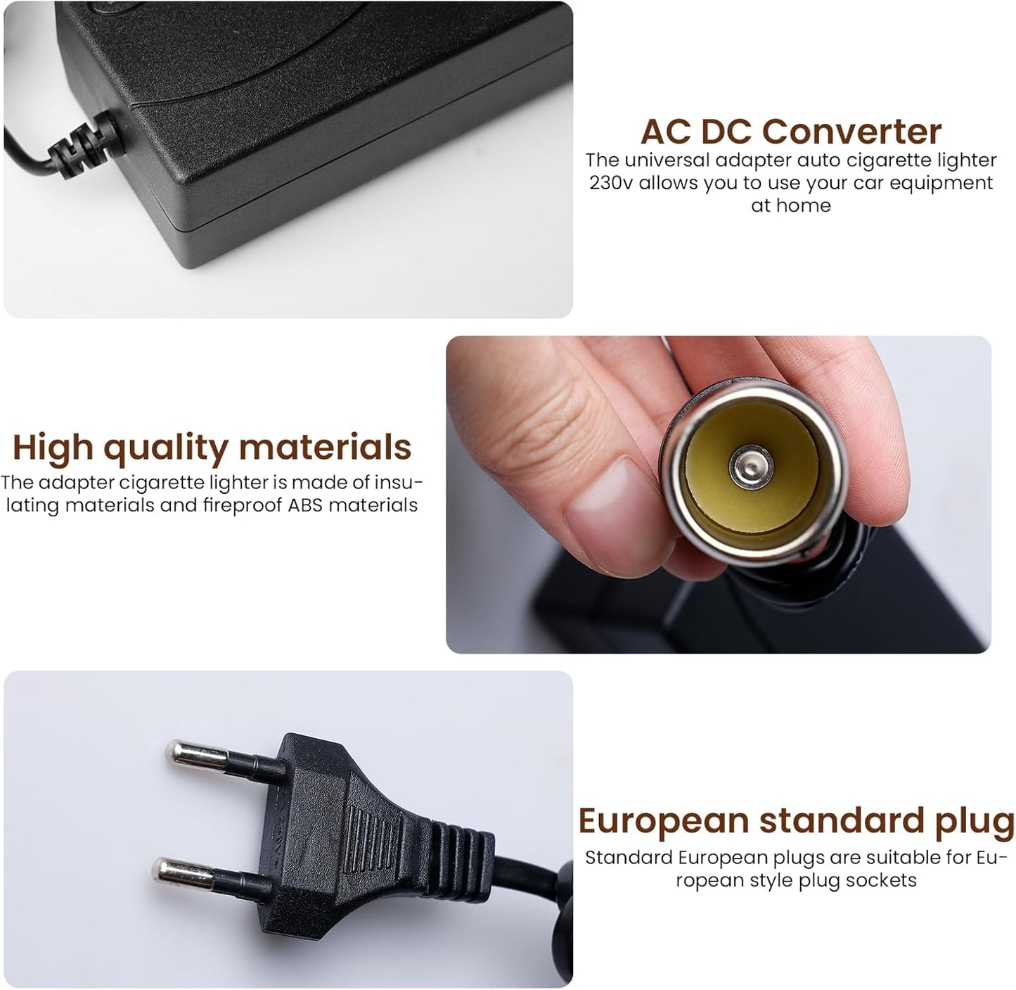 2 x AC to DC Converter Adapter 220V to 12V 5A Cigarette Lighter Power Adapter for Car Fridge Vacuum Cleaner