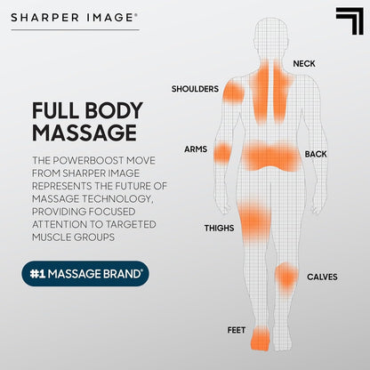 Sharper Image Deep Tissue Portable Percussion Massage Gun, Powerboost Move Full Body, Back & Neck Muscle Massager with 4 Attachments - Handheld Rechargeable Electric Massage Gun for Athletes