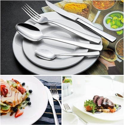 Flatware Set, 20-Piece Cutlery Set for 4, Stainless Steel Premium Silverware Sets with Forks Spoons Knife, MASSUGAR Utensils Set, Dishwasher Safe