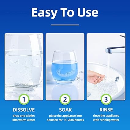Retainer Cleaner Tablets for Dental Appliances and Night & Mouth Guard, Denture Cleaning Tablets Solution to Offer Confident Smile.(150 Tablets,Mint Flavor)