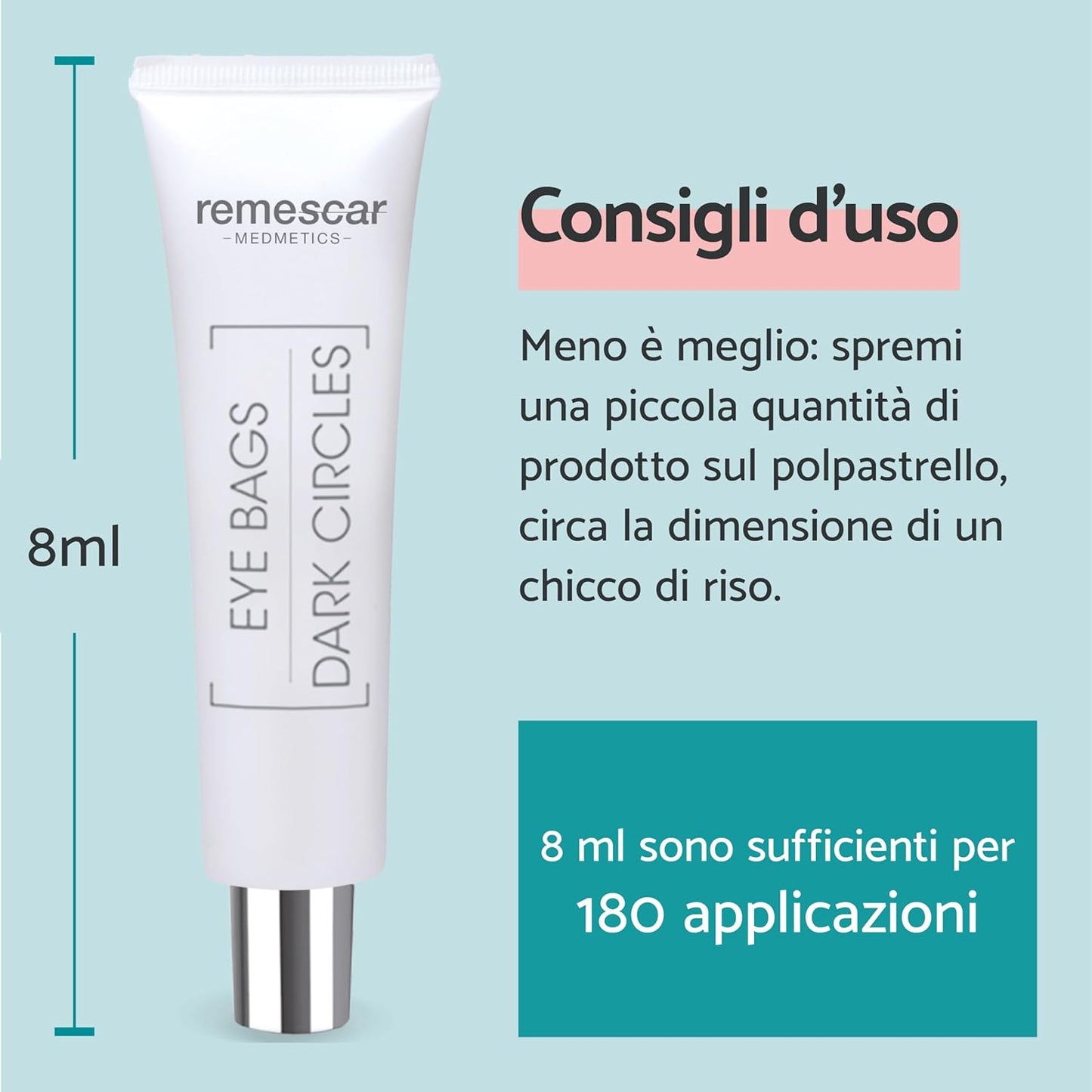 Remescar Cream Bags and Dark Circles 10ml - Instant Eye Contour Treatment for Bags and Dark Circles - Men and Women Deafening Cream with 180 Applications