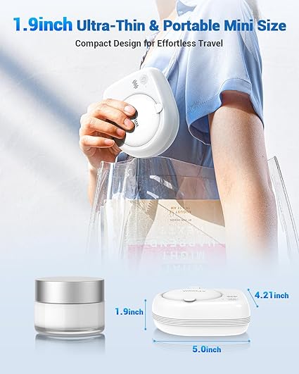 Rechargeable Ultrasonic Retainer Cleaner Machine | 50kHz 1.9 inch Ultra-Thin Portable | Night Guard Aligners Jewelry |6pcs Cleaner Tablets Included | Quick & Deep Clean Modes | FSA HSA Approved