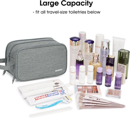 Narwey Large Travel Toiletry Bag for Men and Women for Toilets Accessories with Free Wet Dry Bag, grey