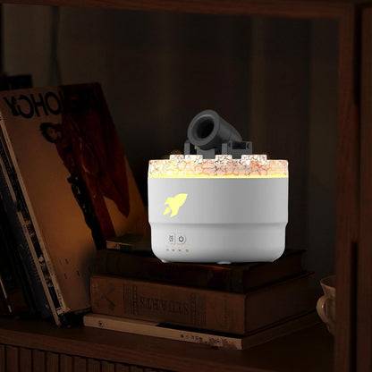 Home Air Diffuser, Turret Fire Mist Humidifiers, Homes Humidifier Diffuser, Flame Airs Diffusers with 7 Color Volcano Light, Timer and Auto-Off Protection for Bedroom Relaxation