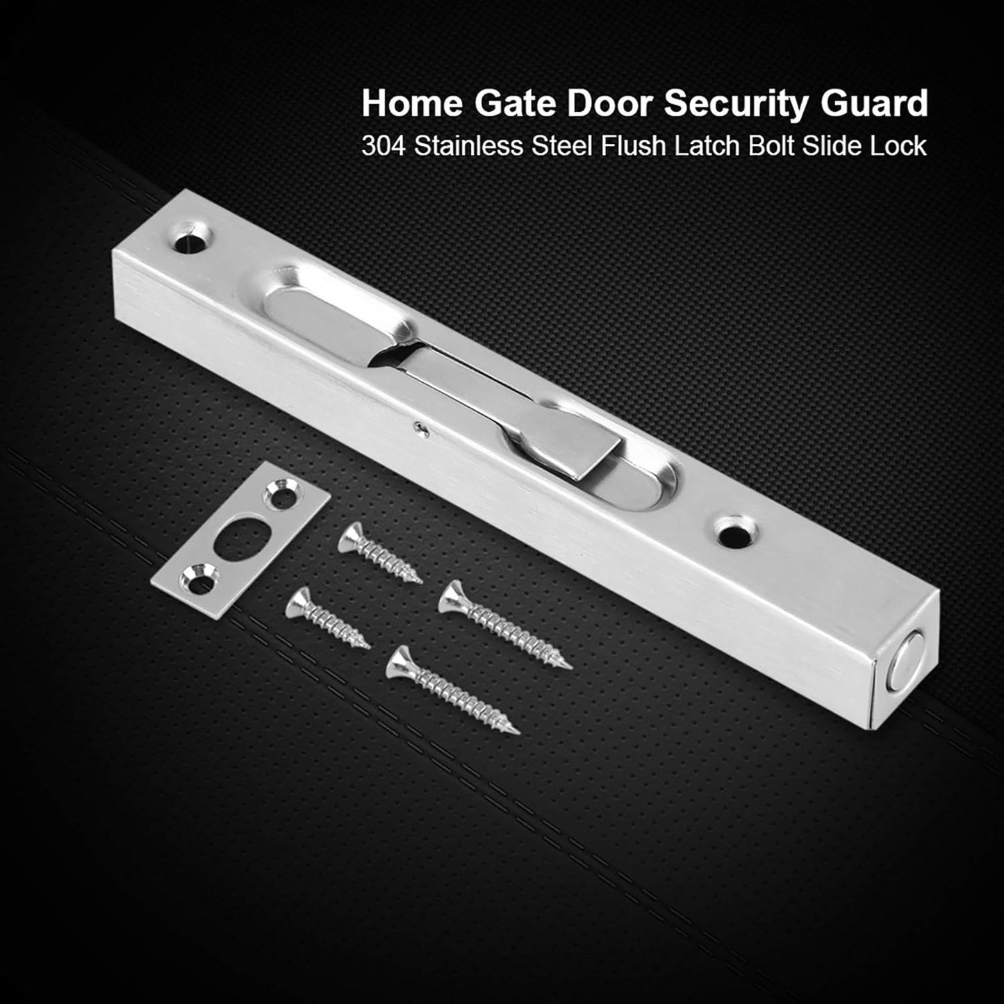 Home Gate Door Security Guard 304 Stainless Steel Flush Latch Bolt Slide Lock (10 Inch 304 Brushed (Waterproof)