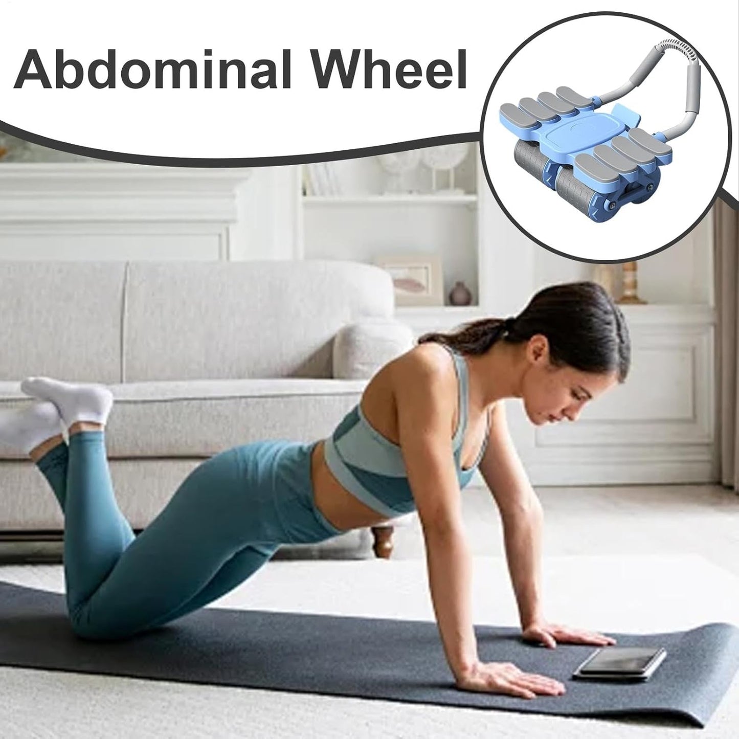 ABS Roller, Gym Equipment Ab Trainer with Elbow Support, Stable Addominal Exercise Wheel, Core Strength Workout Machine, Portable Fitness Gear for Home, Indoor Training