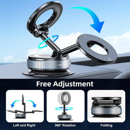 FONKEN Magnetic Phone Holder for Car, 360°Adjustable Vacuum Magnetic Phone Holder Hands-Free Suction Cup Phone Mount Foldable Vacuum Phone Stand for All Phones & Car/Gym/Mirror/Shower/Smooth Surface