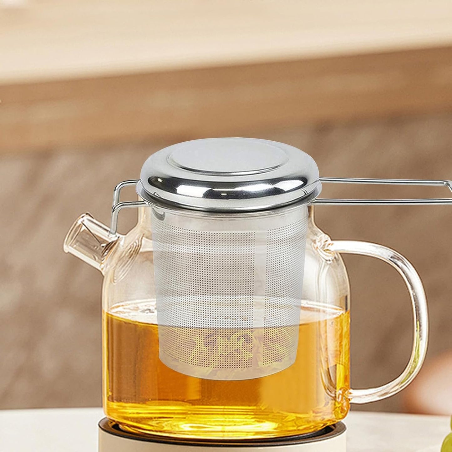 Stainless Steel Tea Infuser | Foldable Drinks Strainer | Lightweight Anti-Drip Tea Infuser with Lid for Home, Kitchen, Camping, Travel, Workplace