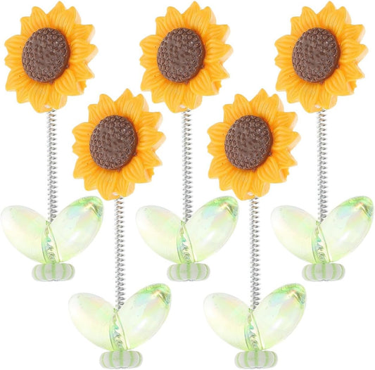 5pcs Adorable Sunflower Dashboard Ornament Miniature Flower Decor for Car Shaking Figurines for Home Car Interior Decoration Cute Dashboard Accessories