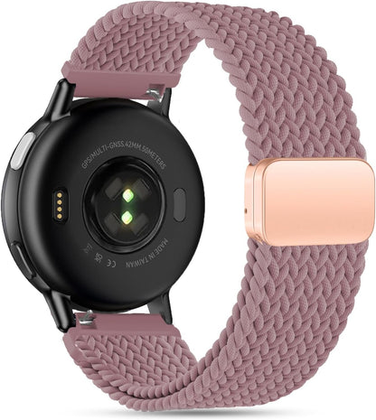 EverAct 20mm Magnetic Braided Watch Bands Compatible with Garmin Vivoactive 5/Vivoactive 6/3/3 Music/Venu Sq 2/Venu, Quick Release Nylon Soft Sport Stretchy Strap for Forerunner 55/165/245/645