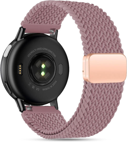 EverAct 20mm Magnetic Braided Watch Bands Compatible with Garmin Vivoactive 5/Vivoactive 6/3/3 Music/Venu Sq 2/Venu, Quick Release Nylon Soft Sport Stretchy Strap for Forerunner 55/165/245/645