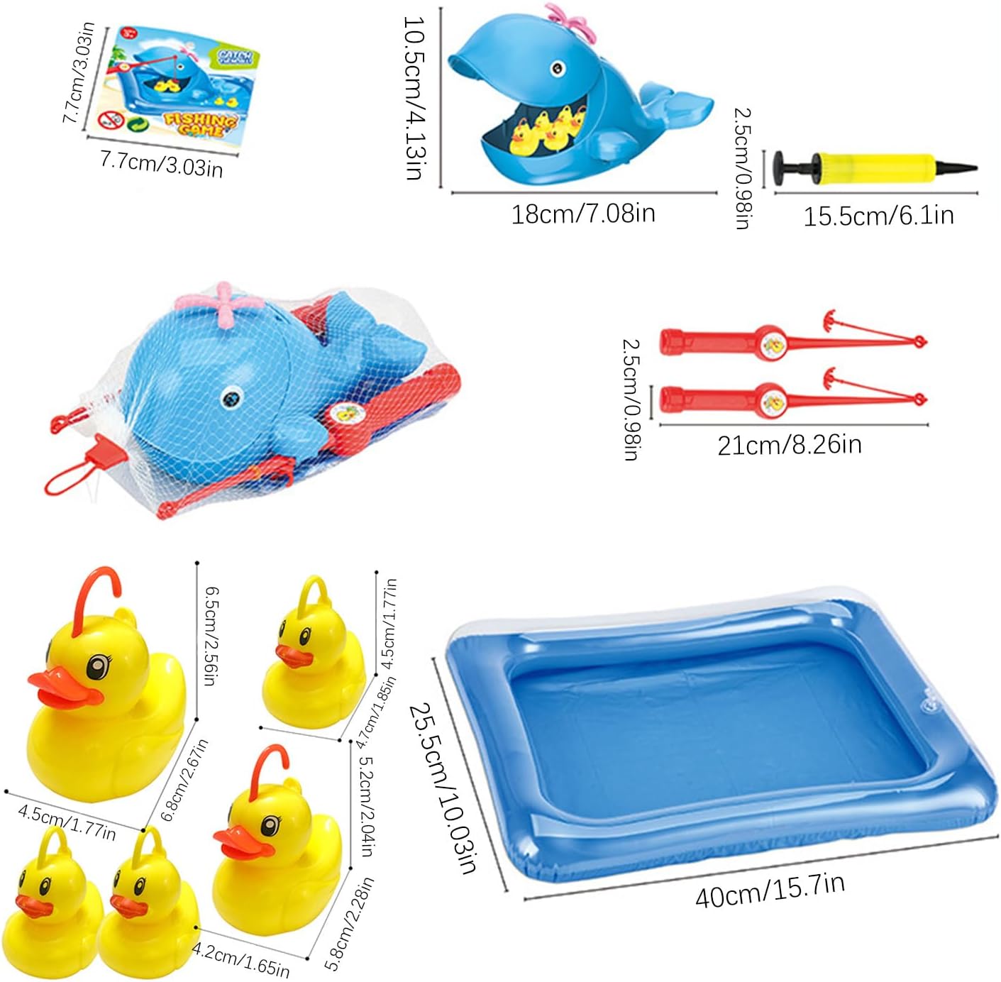 Kids Fishing Toy, Fishing Pool Games with Hand Pump, Water Play Set with Rod, Net, Floating Fish, Fun Summer Bath Game for Boys, Girls Ages 3 to 5, Indoor/Outdoor Use, Multicolour