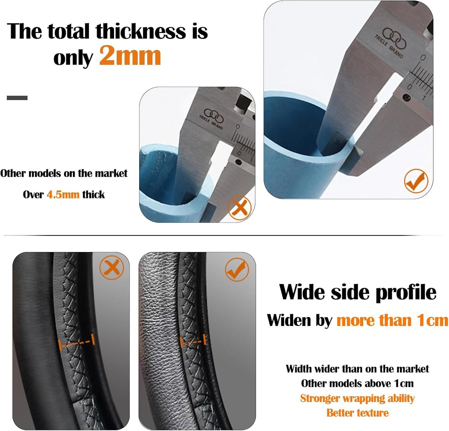 Car Steering Wheel Cover, Non-slip Breathable Microfiber Leather Car Steering Wheel Cover for Interior Accessories Car Steering Wheel Cover Black 38cm for Benz Smart 450 451 453 Fortwo Forfour