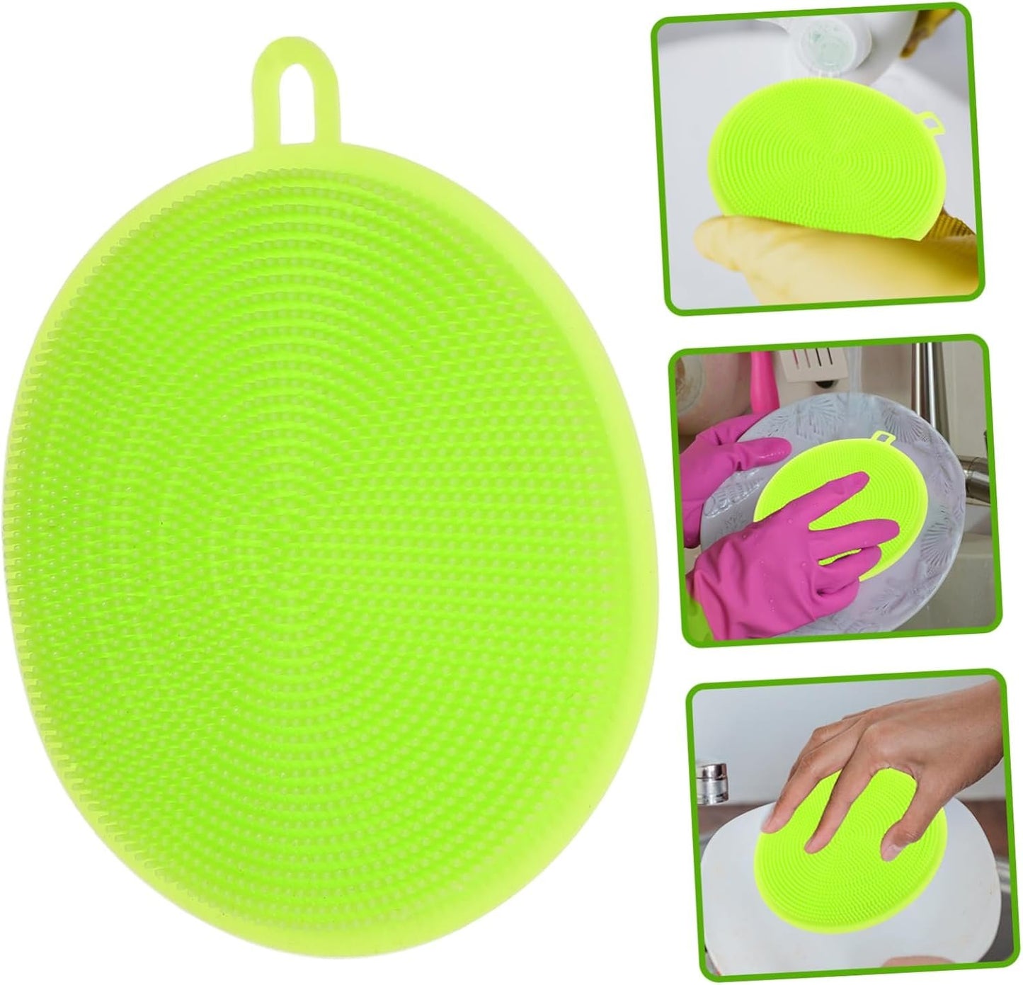 GOOHOCHY Silicone Scrubbing Brush Pad for Kitchen Cleaning Non Stick Dishwashing Brush for Cookware Safe for