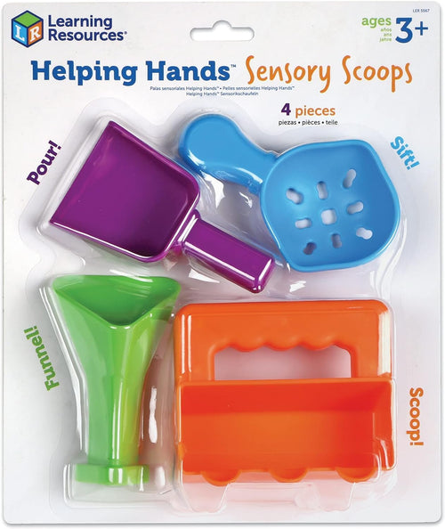 Learning Resources Helping Hands Sensory Scoops, 4 Pieces, Ages 3+, fine Motor Skills, Sensory Toys for Children, Sensory Toys for Toddlers, Sensory bin, Toddler Tool Set