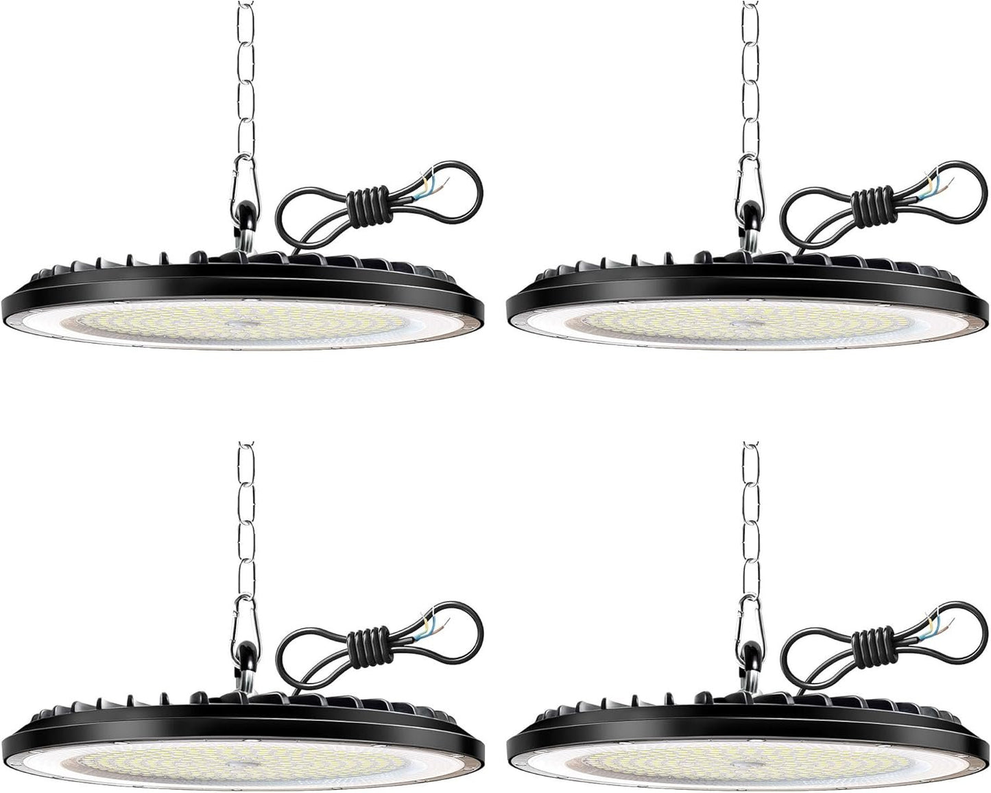 4 Pack 100W LED High Bay Light 15000LM, 6000K Super Bright UFO High Bay LED Shop Lights, IP65 Waterproof Commercial Lighting Fixture, LED Garage Lights Shop Lights for Workshop, Warehouse, Garage