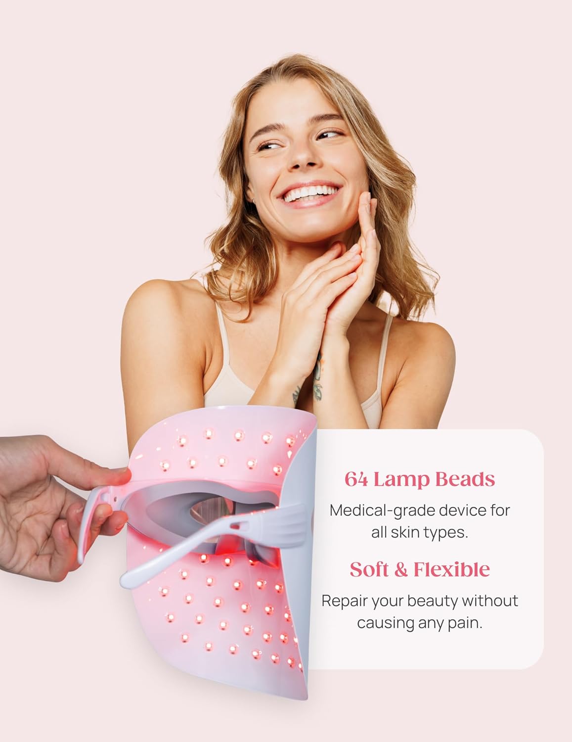 Peachaboo Red Light Therapy Mask: LED Face Mask 3 Modes Red and Blue Light Facial Treatment Beauty Machine Anti Aging Rechargeable Skincare Device for Acne Wrinkles Removal Portable for Home Skin Care