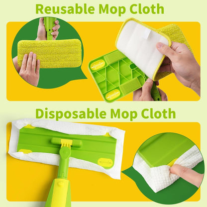 Yasterd Kids Spray Mop,Fun & Functional Toddler Cleaning Set,Real Working Mop for Floors,Pretend Play & Learning – Includes Spray Bottle, 2 Washable Microfiber Pads, Montessori Kids Cleaning Toy Set