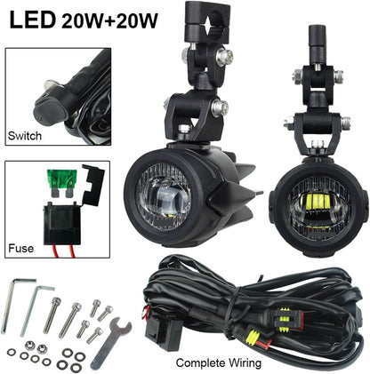 ADMZQGSUJ Auxiliary Lights Motorcycle Fog Light Upgrade Brighter Lamp 40W 6000K Compatible With M/W R1200GS F800GS F700GS F650 K1600(Light Wire Cover)