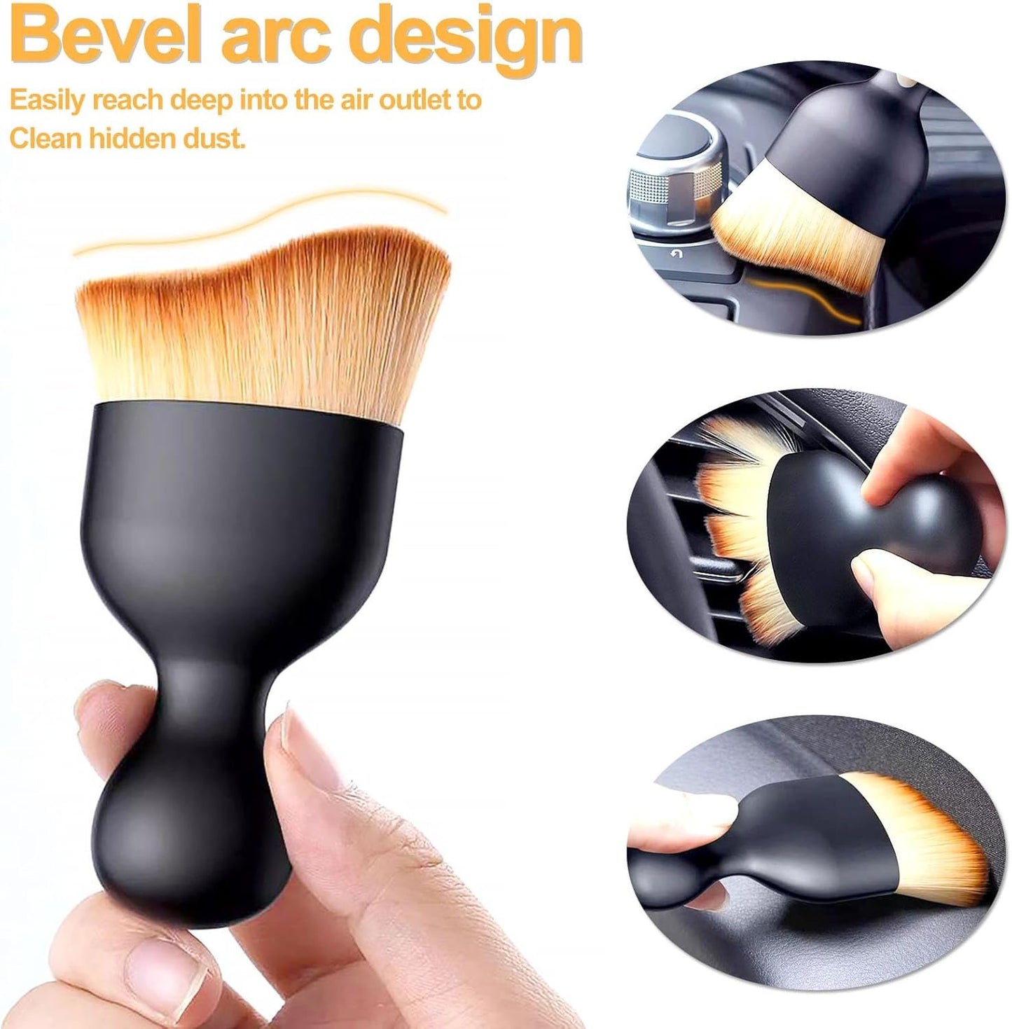 Quelcc Car Interior Cleaning Brush, 3 Pieces Soft Bristle Car Interior Brush, Car Detailing Brush, Air Dashboard Seat Cleaning Brush