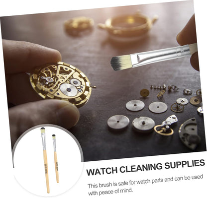 Cabilock 2Pcs Watch Movement Cleaning Brush Soft Bristles for Parts Maintenance Essential Repair Tools for Watchmakers and Enthusiasts