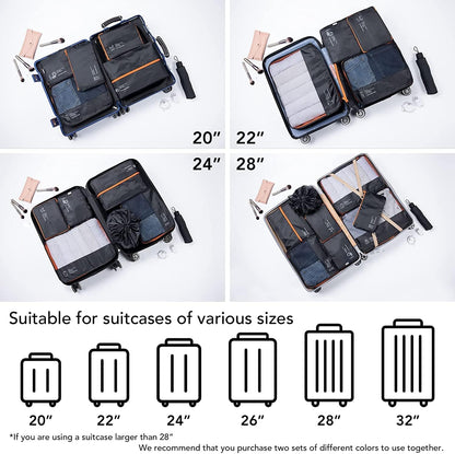 DIMJ Travel Suitcase Organizer, Travel Set Useful Accessories Organizer for Suitcases Travel Kit, Dark Black-(Classic)