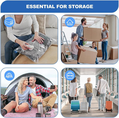 Vacbird Vacuum Bags Clothes with USB Electric Pump, 9 Pieces of Vacuum Bags (3 x 40 x 40 cm / 3 x 40 x 50 cm / 3 x 40 x 60 cm) Vacuum Bags Travel Clothes, Reusable, Space-Saving