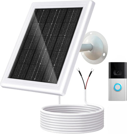 Ring Doorbell Solar Charger 5W 12VAC Compatible with Ring Video Doorbell 3/3+/4, Battery Video Doorbell Pro, 16.4ft Waterproof Charging Cable, 360°Adjustable Mount