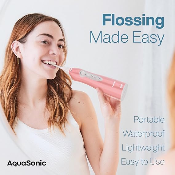 AquaSonic Water Flosser - Cordless Rechargeable Water Flossers for Teeth Cleaning - Waterproof Aqua Flosser, Portable Oral Irrigator for Dental Cleaning with 5 Jet Tips – Braces Home Travel