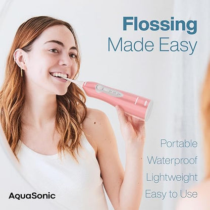 AquaSonic Water Flosser - Cordless Rechargeable Water Flossers for Teeth Cleaning - Waterproof Aqua Flosser, Portable Oral Irrigator for Dental Cleaning with 5 Jet Tips – Braces Home Travel