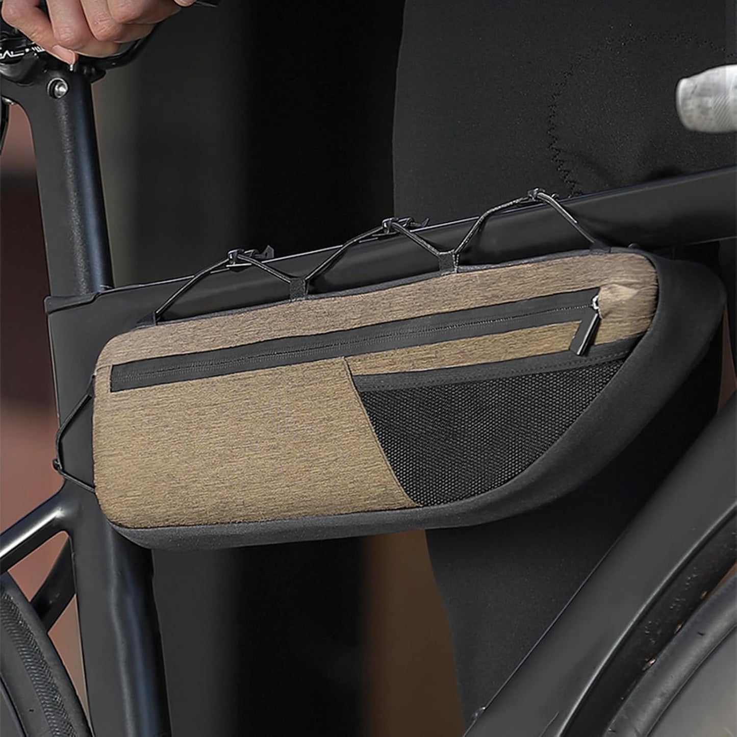 Bike Frame Bag, Large Capacity Cycling Pouch, Weatherproof Storage Bag, Sturdy Accessory, 15.75x4.33 inches Multipurpose Travel Commuting Adventure Gear for Outdoor Enthusiasts