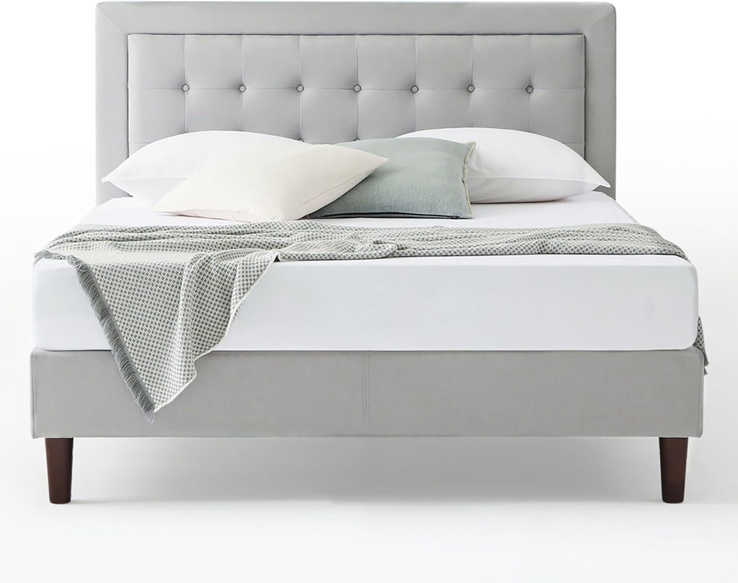 Zinus Dachelle Upholstered Platform Bed Frame / Mattress Foundation / Wood Slat Support / No Box Spring Needed / Easy Assembly, Full