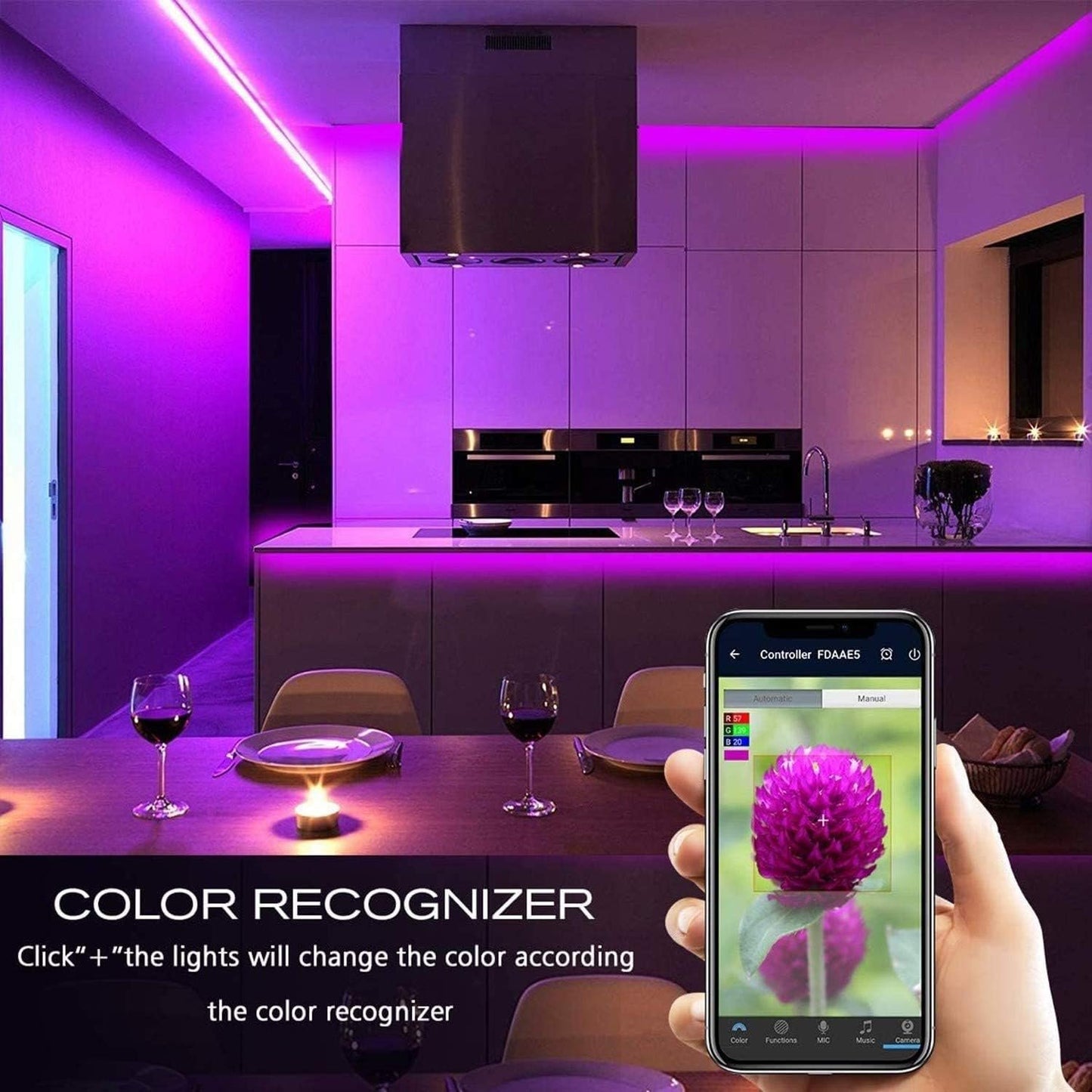Miheal WiFi Wireless Smart LED Controller with 24 Keys Remote for RGB LED Strip Lights, Compatible with Alexa Google Home IFTTT, Support Android iOS System