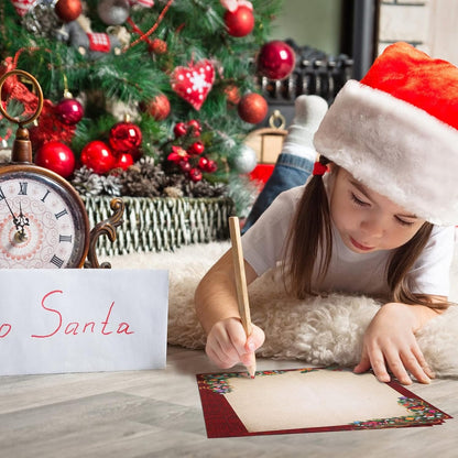 Teling 48 Sheets Christmas Stationery Printer Paper 8.5 x 11'' Letter Writing Paper Holiday Letterhead for Notes Greeting Cards Invitations Office School Printing(Vintage)