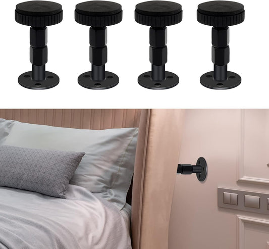 LveSunny 4PCS Headboard Stoppers, Black Adjustable Bed Frame Anti-Shake Tool, for Wall, Beds, Sofas, No Creaking, Protect The Wall from Banging, Easy to Install (1.18-2.52in) (Large)