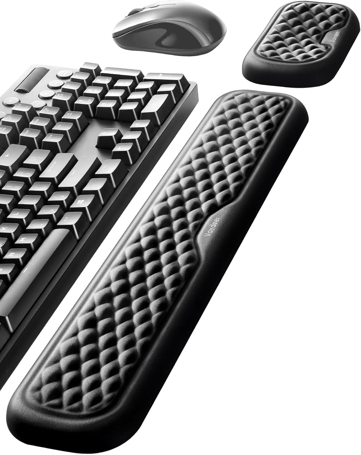 VAYDEER Keyboard and Mouse Wrist Rest Pad Set,Padded Memory Foam Hand Rest Support for Office,Computer,Laptop,Mac Typing,Ghristmas Gift for Man Who Wrist Pain Relief and Repair(Large Set)