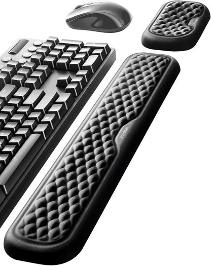 VAYDEER Keyboard and Mouse Wrist Rest Pad Set,Padded Memory Foam Hand Rest Support for Office,Computer,Laptop,Mac Typing,Ghristmas Gift for Man Who Wrist Pain Relief and Repair(Large Set)