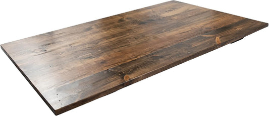 Restore by Pipe DÉCOR Solid Wood Desk or Dining Table Top, Reclaimed Ponderosa Pine in Trail Brown, 60 in. x 36 in. x 1.25 in.