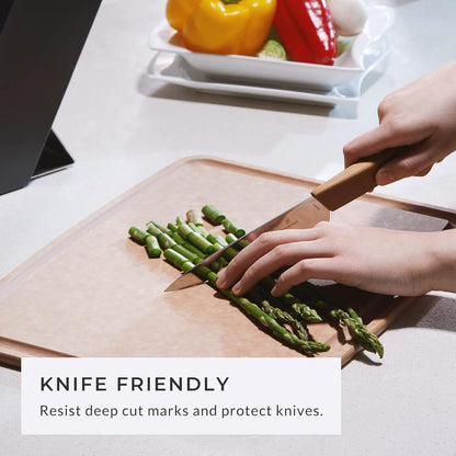 Elihome Classic Series LARGE Kitchen Cutting Board, Natural Wood Fiber Composite, Dishwasher Safe, Eco-Friendly, Juice Grooves with Easy Grip Handles,Non Porous, BPA Free, Made in USA 16" x 12" x1/4"